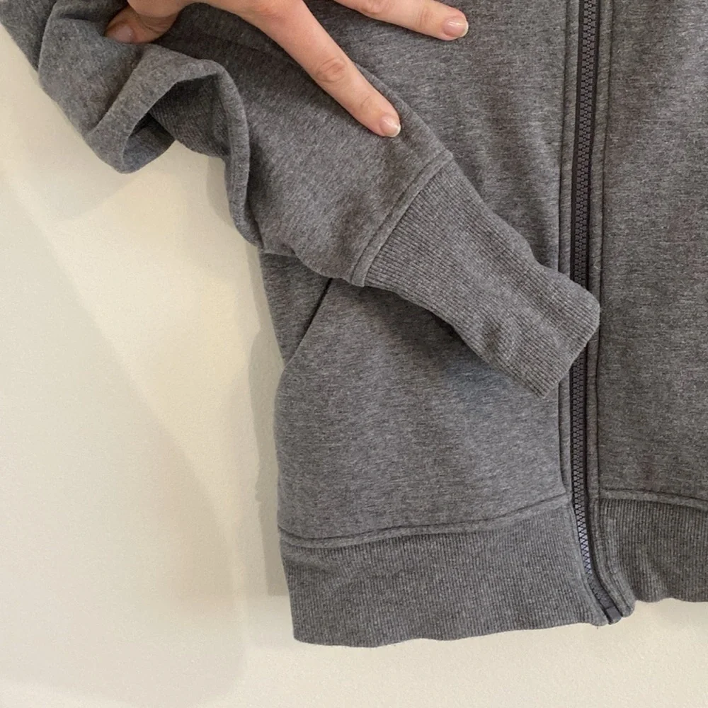 Athleta Gray Charcoal Full Zip Hoodie Fleece Lined Jacket Size Small